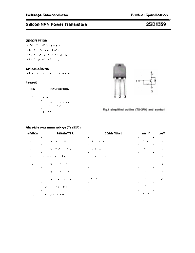 Inchange Semiconductor 2sd1399  . Electronic Components Datasheets Active components Transistors Inchange Semiconductor 2sd1399.pdf