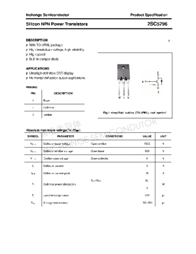 Inchange Semiconductor 2sc5296  . Electronic Components Datasheets Active components Transistors Inchange Semiconductor 2sc5296.pdf