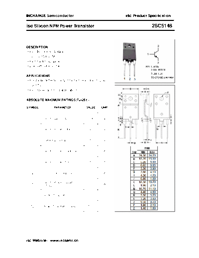 Inchange Semiconductor 2sc5148  . Electronic Components Datasheets Active components Transistors Inchange Semiconductor 2sc5148.pdf