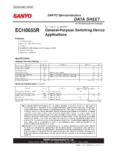 Sanyo ech8655r  . Electronic Components Datasheets Active components Transistors Sanyo ech8655r.pdf