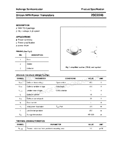 Inchange Semiconductor 2sc2246  . Electronic Components Datasheets Active components Transistors Inchange Semiconductor 2sc2246.pdf