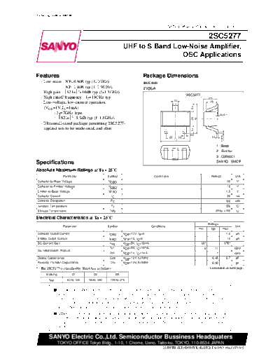 Sanyo 2sc5277  . Electronic Components Datasheets Active components Transistors Sanyo 2sc5277.pdf