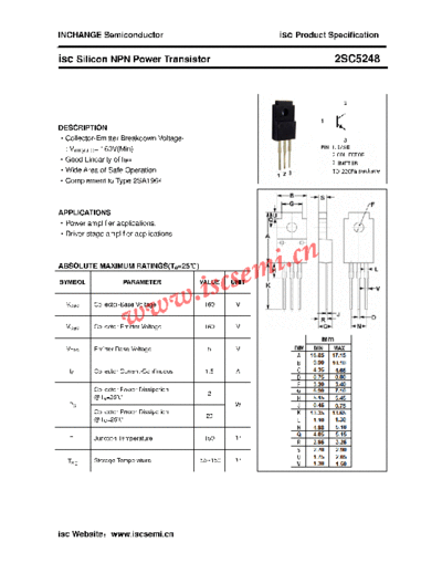 Inchange Semiconductor 2sc5248  . Electronic Components Datasheets Active components Transistors Inchange Semiconductor 2sc5248.pdf