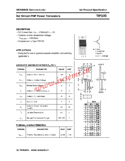 Inchange Semiconductor tip32d  . Electronic Components Datasheets Active components Transistors Inchange Semiconductor tip32d.pdf