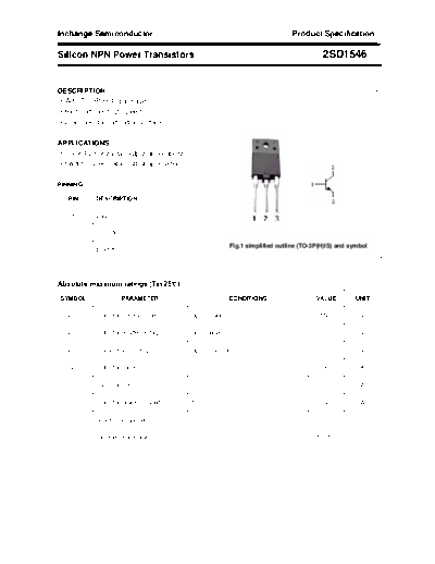 Inchange Semiconductor 2sd1546  . Electronic Components Datasheets Active components Transistors Inchange Semiconductor 2sd1546.pdf