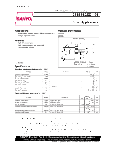 Sanyo 2sd1194  . Electronic Components Datasheets Active components Transistors Sanyo 2sd1194.pdf