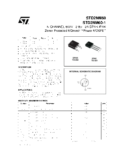 ST std2nm60  . Electronic Components Datasheets Active components Transistors ST std2nm60.pdf