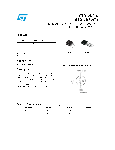 ST std12nf06 std12nf06t4  . Electronic Components Datasheets Active components Transistors ST std12nf06_std12nf06t4.pdf