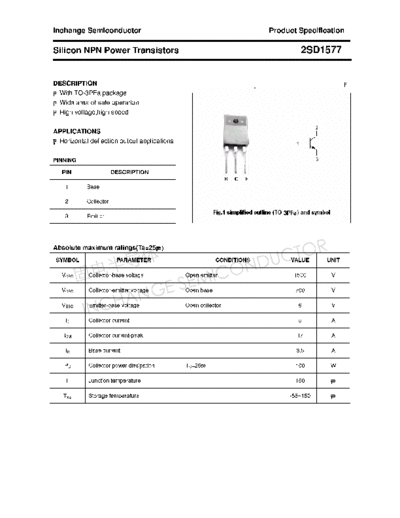 Inchange Semiconductor 2sd1577  . Electronic Components Datasheets Active components Transistors Inchange Semiconductor 2sd1577.pdf