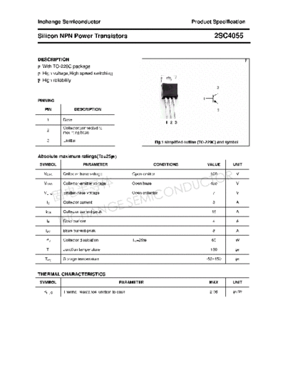 Inchange Semiconductor 2sc4055  . Electronic Components Datasheets Active components Transistors Inchange Semiconductor 2sc4055.pdf