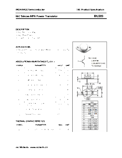 Inchange Semiconductor bu209  . Electronic Components Datasheets Active components Transistors Inchange Semiconductor bu209.pdf