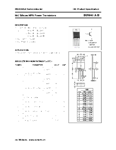Inchange Semiconductor buw41 a b  . Electronic Components Datasheets Active components Transistors Inchange Semiconductor buw41_a_b.pdf