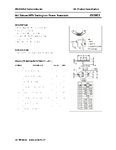 . Electronic Components Datasheets 2sd803  . Electronic Components Datasheets Active components Transistors Inchange Semiconductor 2sd803.pdf