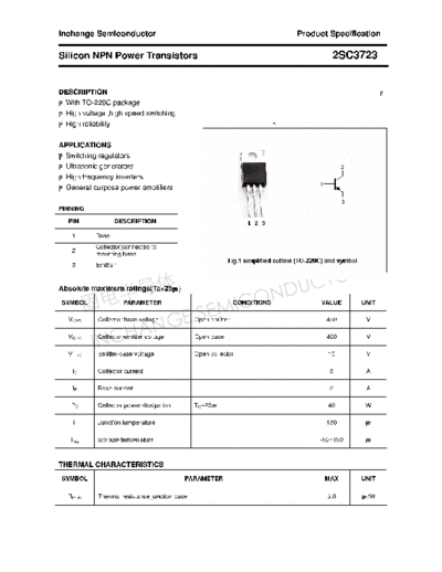 Inchange Semiconductor 2sc3723  . Electronic Components Datasheets Active components Transistors Inchange Semiconductor 2sc3723.pdf