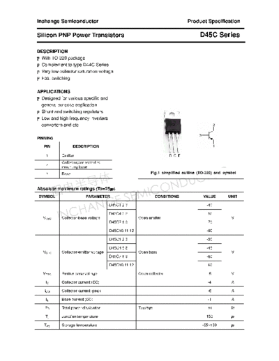 Inchange Semiconductor d45c  . Electronic Components Datasheets Active components Transistors Inchange Semiconductor d45c.pdf
