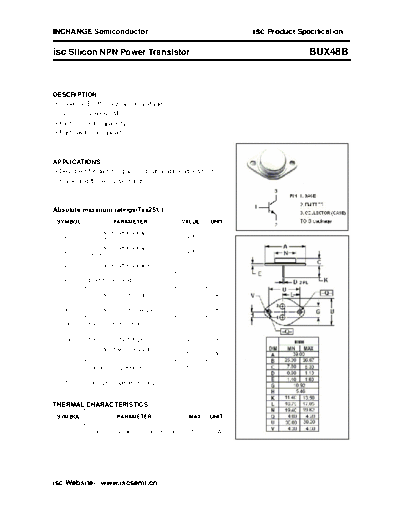 . Electronic Components Datasheets bux48b  . Electronic Components Datasheets Active components Transistors Inchange Semiconductor bux48b.pdf