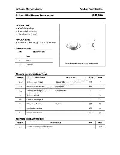 Inchange Semiconductor bu626a  . Electronic Components Datasheets Active components Transistors Inchange Semiconductor bu626a.pdf