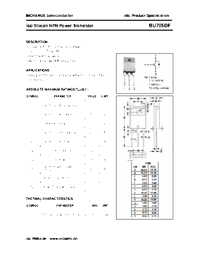 Inchange Semiconductor bu705df  . Electronic Components Datasheets Active components Transistors Inchange Semiconductor bu705df.pdf