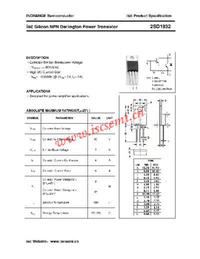 Inchange Semiconductor 2sd1932  . Electronic Components Datasheets Active components Transistors Inchange Semiconductor 2sd1932.pdf