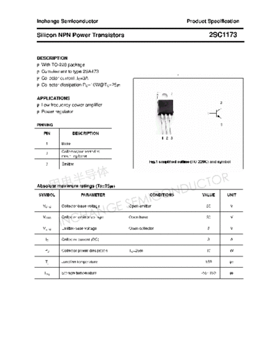 Inchange Semiconductor 2sc1173  . Electronic Components Datasheets Active components Transistors Inchange Semiconductor 2sc1173.pdf