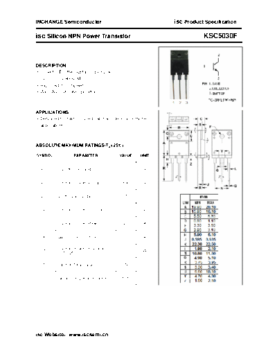 Inchange Semiconductor ksc5030f  . Electronic Components Datasheets Active components Transistors Inchange Semiconductor ksc5030f.pdf