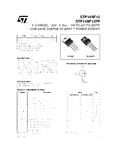 . Electronic Components Datasheets stp14nf12  . Electronic Components Datasheets Active components Transistors ST stp14nf12.pdf