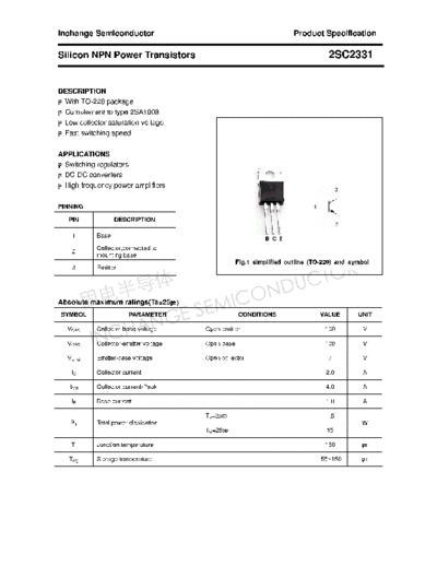 Inchange Semiconductor 2sc2331  . Electronic Components Datasheets Active components Transistors Inchange Semiconductor 2sc2331.pdf
