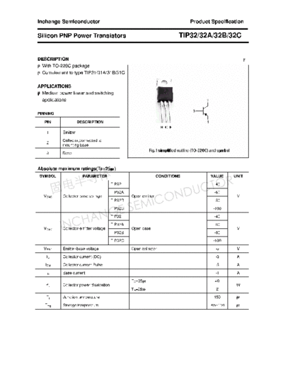 Inchange Semiconductor tip32 32a 32b 32c  . Electronic Components Datasheets Active components Transistors Inchange Semiconductor tip32_32a_32b_32c.pdf