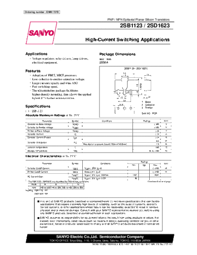 Sanyo 2sd1623  . Electronic Components Datasheets Active components Transistors Sanyo 2sd1623.pdf