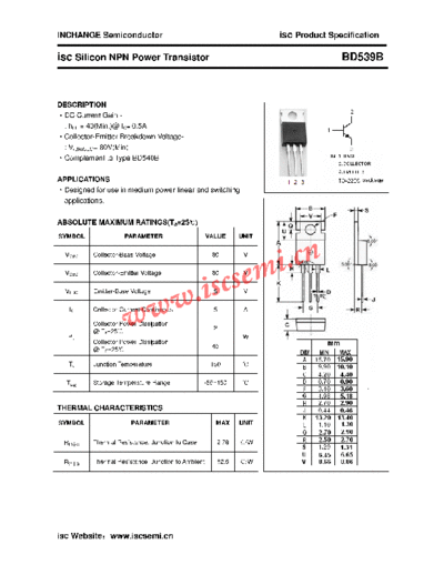 Inchange Semiconductor bd539b  . Electronic Components Datasheets Active components Transistors Inchange Semiconductor bd539b.pdf