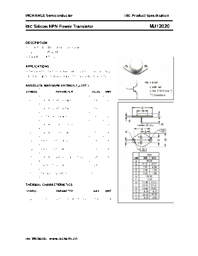 Inchange Semiconductor mj12020  . Electronic Components Datasheets Active components Transistors Inchange Semiconductor mj12020.pdf