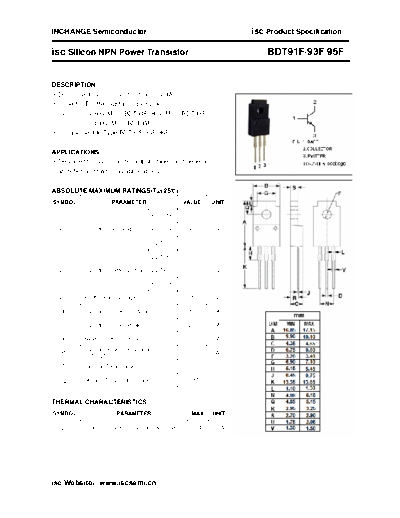 Inchange Semiconductor bdt91f 93f 95f  . Electronic Components Datasheets Active components Transistors Inchange Semiconductor bdt91f_93f_95f.pdf