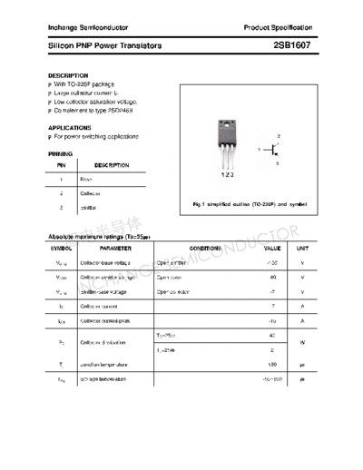 Inchange Semiconductor 2sb1607  . Electronic Components Datasheets Active components Transistors Inchange Semiconductor 2sb1607.pdf