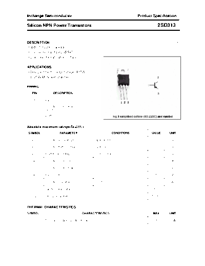 . Electronic Components Datasheets 2sd313  . Electronic Components Datasheets Active components Transistors Inchange Semiconductor 2sd313.pdf