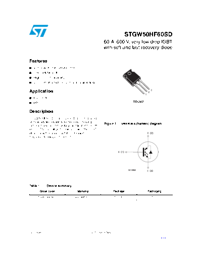 ST stgw50hf60sd  . Electronic Components Datasheets Active components Transistors ST stgw50hf60sd.pdf