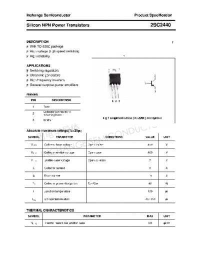 Inchange Semiconductor 2sc2440  . Electronic Components Datasheets Active components Transistors Inchange Semiconductor 2sc2440.pdf