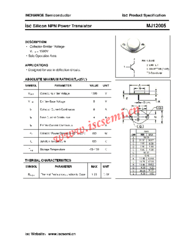Inchange Semiconductor mj12005  . Electronic Components Datasheets Active components Transistors Inchange Semiconductor mj12005.pdf