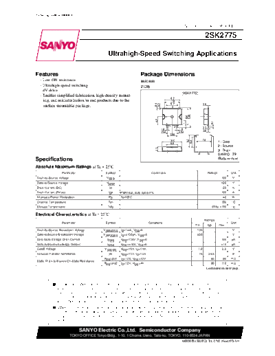 Sanyo 2sk2775  . Electronic Components Datasheets Active components Transistors Sanyo 2sk2775.pdf