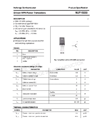 Inchange Semiconductor mjf15030  . Electronic Components Datasheets Active components Transistors Inchange Semiconductor mjf15030.pdf