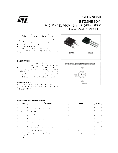 ST std2nb50  . Electronic Components Datasheets Active components Transistors ST std2nb50.pdf