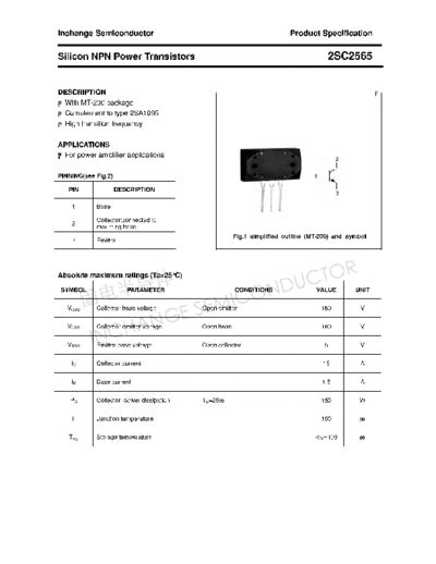 Inchange Semiconductor 2sc2565  . Electronic Components Datasheets Active components Transistors Inchange Semiconductor 2sc2565.pdf