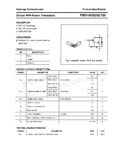 Inchange Semiconductor pmd16k60 80 100  . Electronic Components Datasheets Active components Transistors Inchange Semiconductor pmd16k60_80_100.pdf