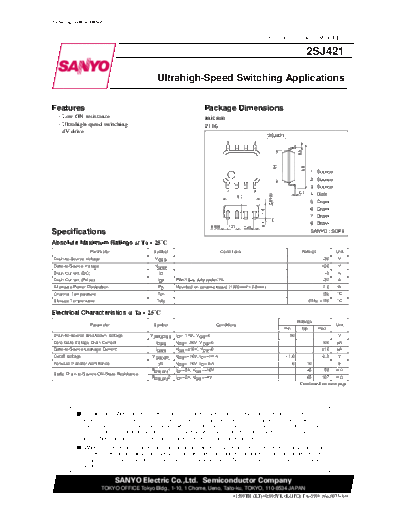 Sanyo 2sj421  . Electronic Components Datasheets Active components Transistors Sanyo 2sj421.pdf
