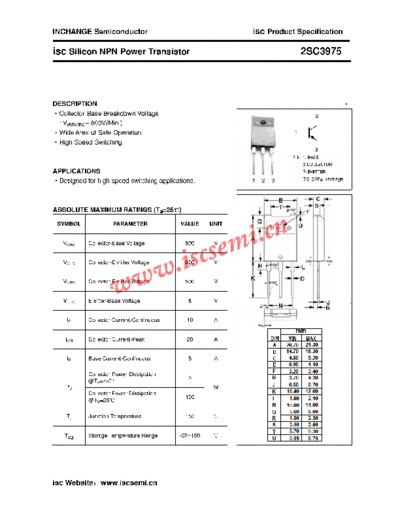 Inchange Semiconductor 2sc3975  . Electronic Components Datasheets Active components Transistors Inchange Semiconductor 2sc3975.pdf