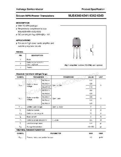 Inchange Semiconductor mje4340 4341 4342 4343  . Electronic Components Datasheets Active components Transistors Inchange Semiconductor mje4340_4341_4342_4343.pdf