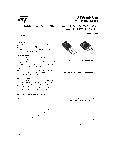 ST stw16nb40  . Electronic Components Datasheets Active components Transistors ST stw16nb40.pdf