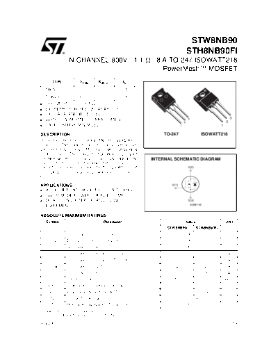 ST stw8nb90  . Electronic Components Datasheets Active components Transistors ST stw8nb90.pdf