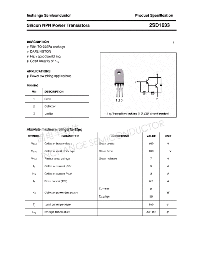 Inchange Semiconductor 2sd1633  . Electronic Components Datasheets Active components Transistors Inchange Semiconductor 2sd1633.pdf