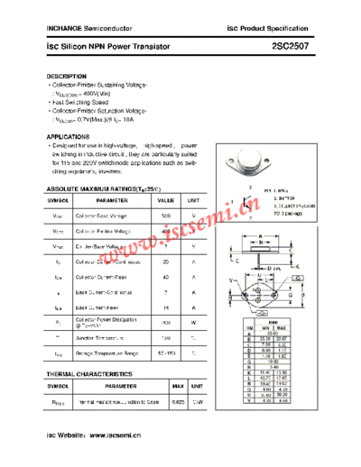 Inchange Semiconductor 2sc2507  . Electronic Components Datasheets Active components Transistors Inchange Semiconductor 2sc2507.pdf