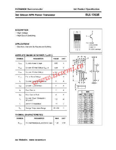 Inchange Semiconductor bul1203e  . Electronic Components Datasheets Active components Transistors Inchange Semiconductor bul1203e.pdf